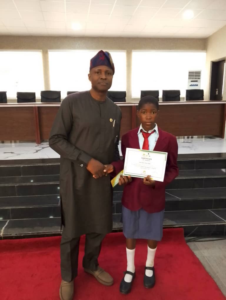 Award presentation with our school student