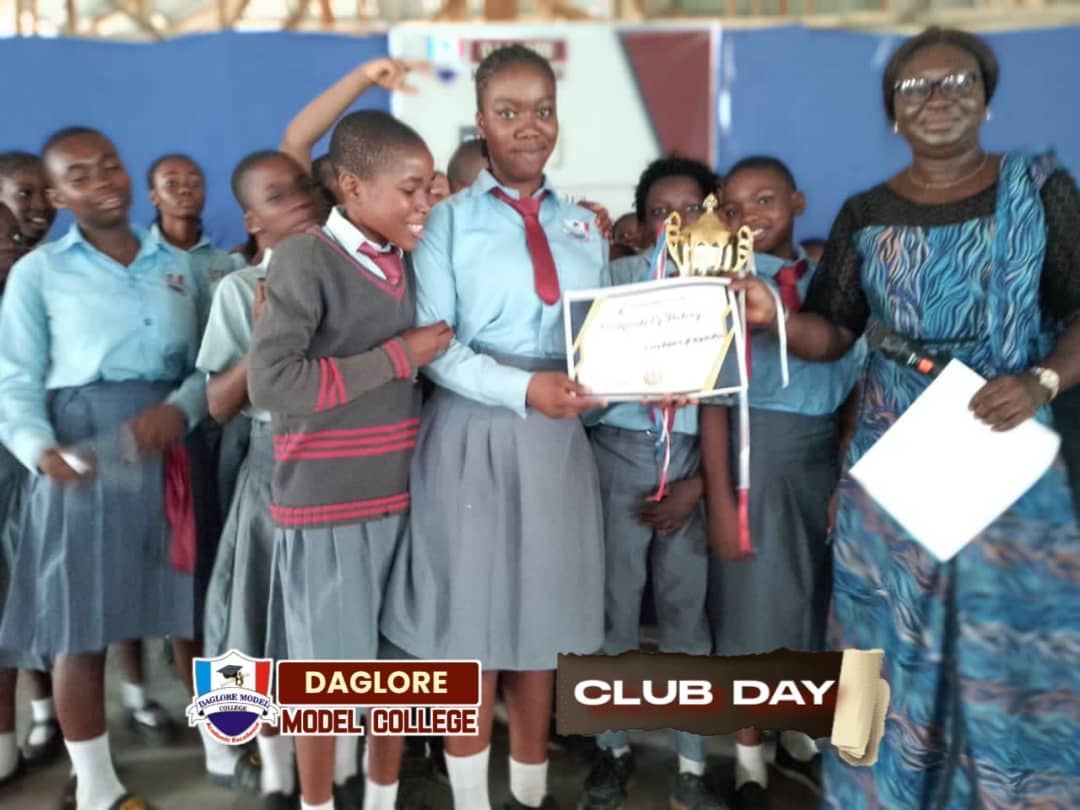 Club Day students receiving trophy