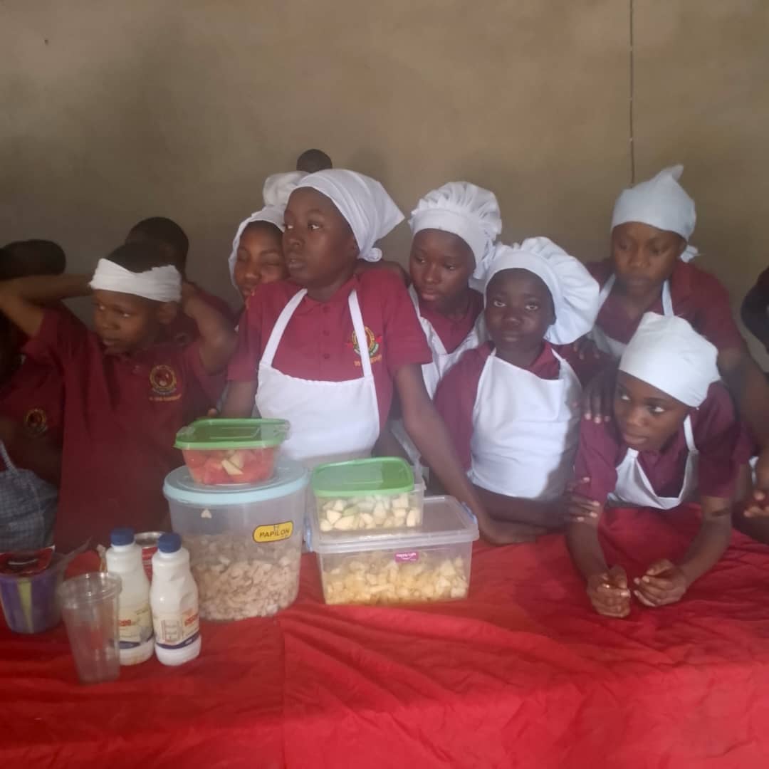 Home economics students display prepared dishes