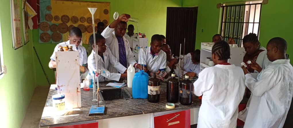 Students in science laboratory
